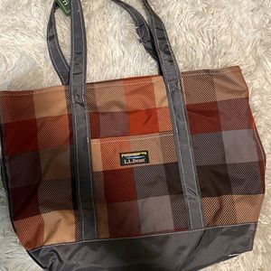 LL bean small plaid tote